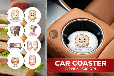 Car Coaster Awkward Ice Cream Date Watercolor Sublimation artnoy 