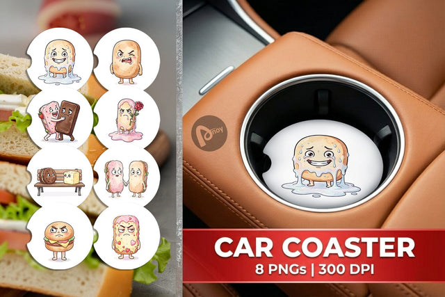 Car Coaster Awkward Ice Cream Date Watercolor Sublimation artnoy 