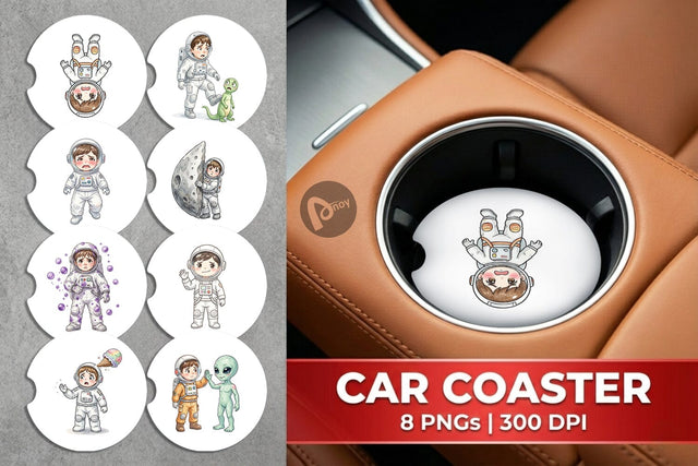 Car Coaster Awkward Space Kid Watercolor Sublimation artnoy 