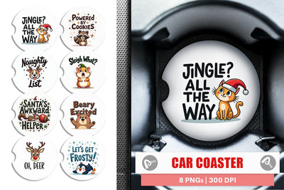 Car Coaster Awkwardly Festive Critters: Ugly Cute Animal Quotes Sublimation artnoy 