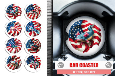 Car Coaster Axolotl 4th of July Sublimation artnoy 