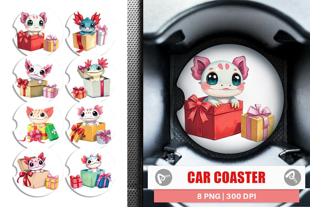 Car Coaster Axolotl Gift Sublimation artnoy 