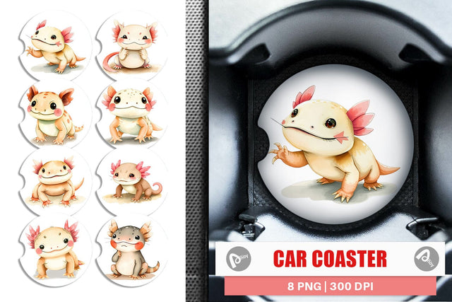 Car Coaster Axolotl Wildlife Sublimation artnoy 