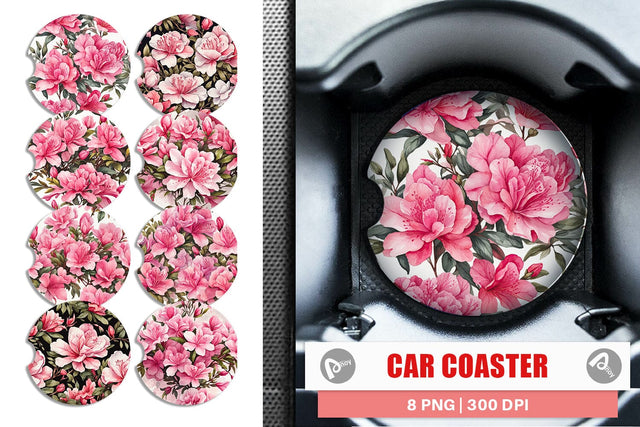 Car Coaster Azalea Seamless Pattern Sublimation artnoy 