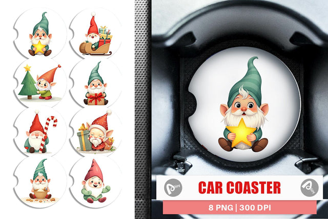 Car Coaster Baby Gnome Christmas Sublimation artnoy 