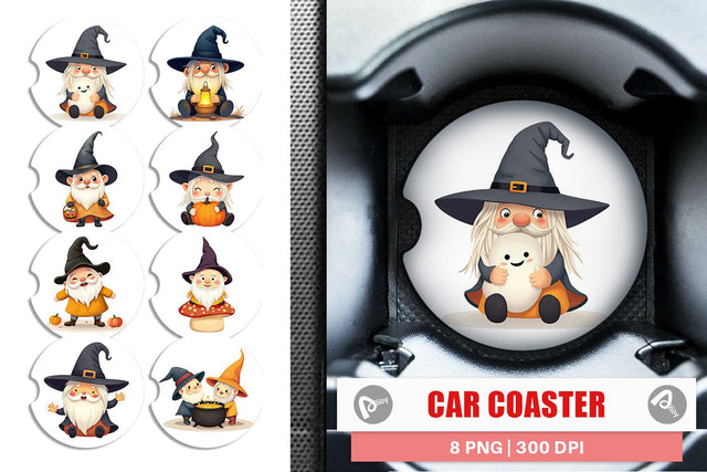 Car Coaster Baby Gnome Halloween Sublimation artnoy 