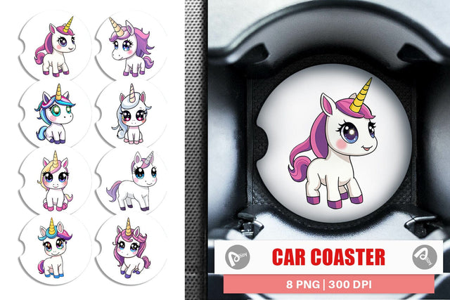 Car Coaster Baby Unicorn Sublimation artnoy 