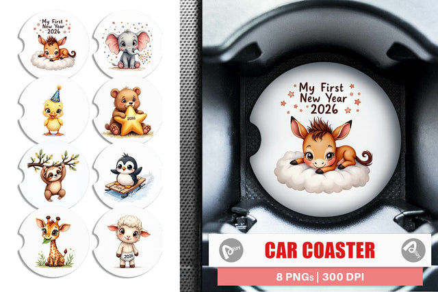 Car Coaster Baby's First New Year 2026 Sublimation artnoy 