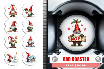 Car Coaster Bah Humbug Gnomes: A Sarcastic Watercolor Sublimation artnoy 