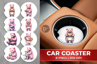 Car Coaster Baking Mama Bear Watercolor Sublimation artnoy 