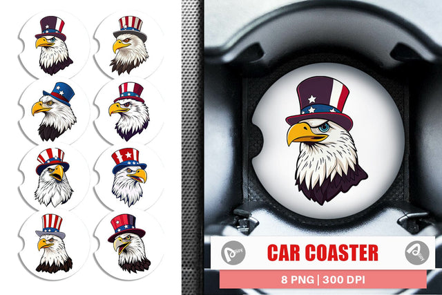 Car Coaster Bald Eagle Patriotic Sublimation artnoy 