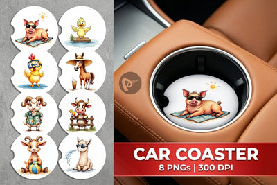 Car Coaster Barnyard Burnout Sarcastic Summer Watercolors Sublimation artnoy 
