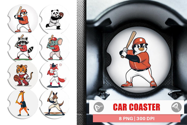 Car Coaster Baseball Animal Sublimation artnoy 