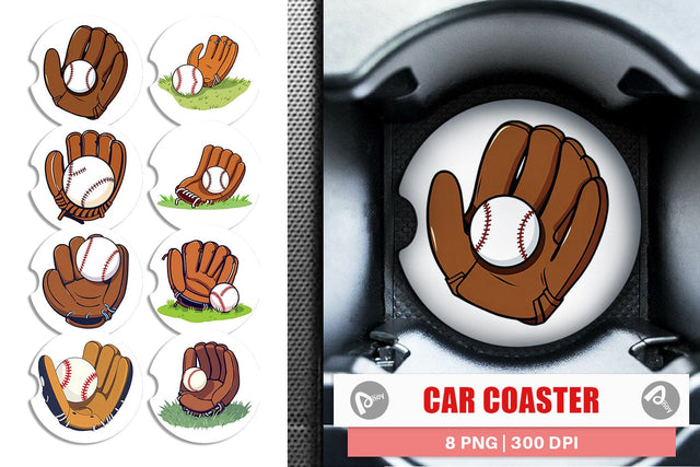 Car Coaster Baseball Glove Sublimation artnoy 