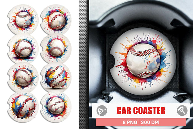 Car Coaster Baseball Paint Splashes Sublimation artnoy 
