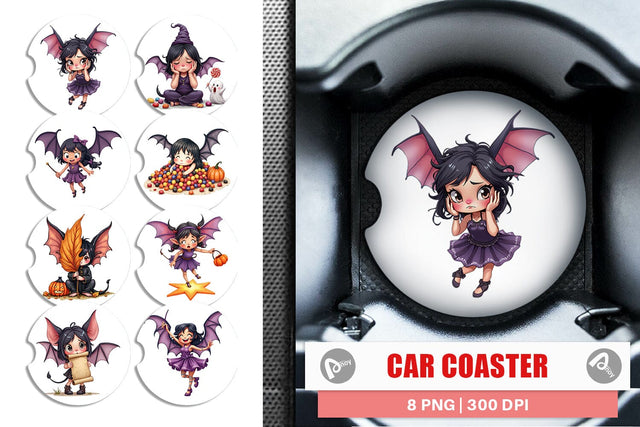 Car Coaster Bat Fairy Mishaps Sublimation artnoy 