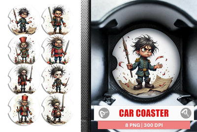 Car Coaster Battle Worn Nutcracker Sublimation artnoy 