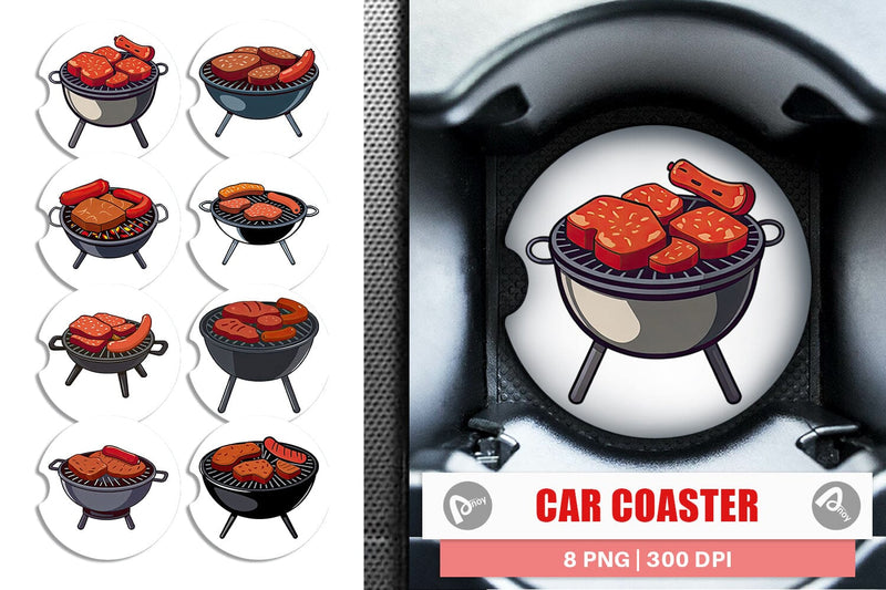 Car Coaster BBQ Grill Sublimation artnoy 