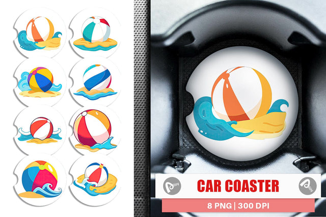 Car Coaster Beach Ball Sublimation artnoy 