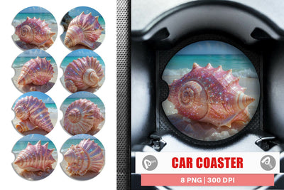 Car Coaster Beach Shell Sublimation artnoy 