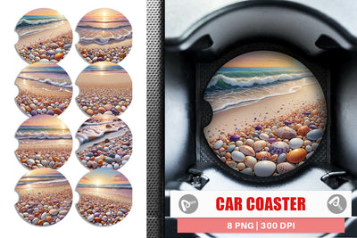 Car Coaster Beach Summer Sublimation artnoy 