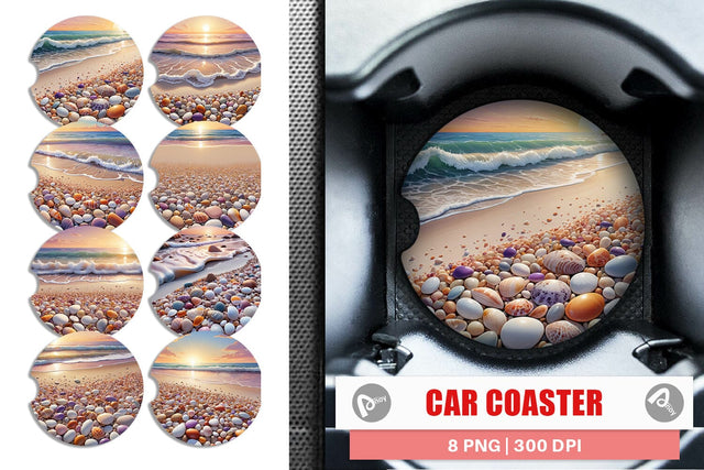 Car Coaster Beach Summer Sublimation artnoy 