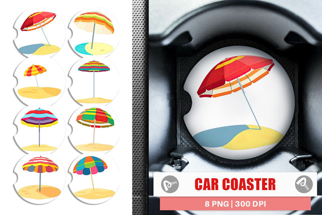 Car Coaster Beach Umbrella Sublimation artnoy 