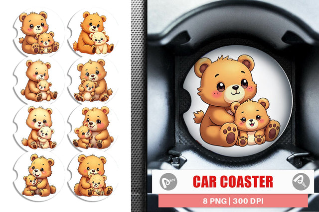 Car Coaster Bear Mother's Day Sublimation artnoy 
