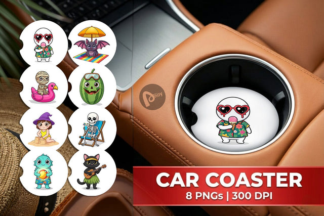 Car Coaster Big Eye Summerween Beach Party Sublimation artnoy 