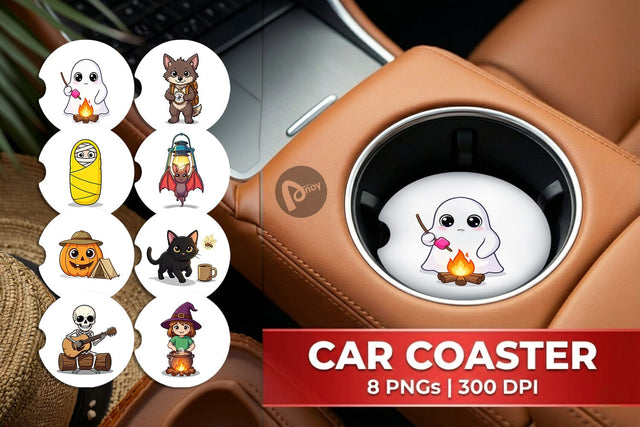 Car Coaster Big Eye Summerween Camping Sublimation artnoy 
