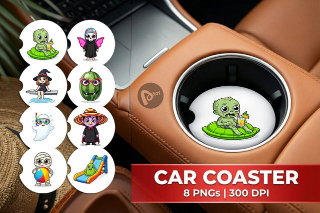 Car Coaster Big Eye Summerween Pool Party Sublimation artnoy 