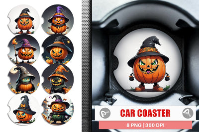 Car Coaster Big Scary Pumpkin Sublimation artnoy 