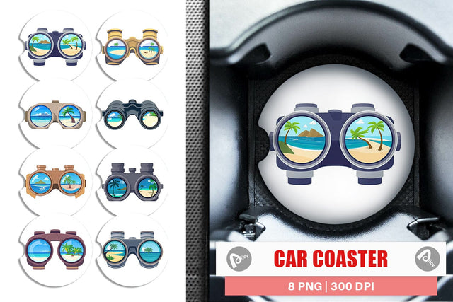 Car Coaster Binoculars Sublimation artnoy 