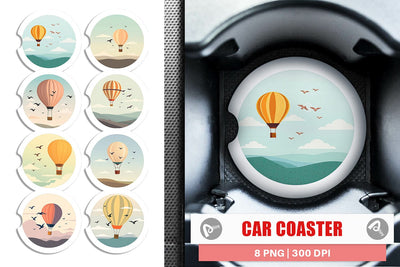 Car Coaster Bird Hot Air Balloon Sublimation artnoy 