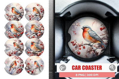 Car Coaster Bird Winter Sublimation artnoy 