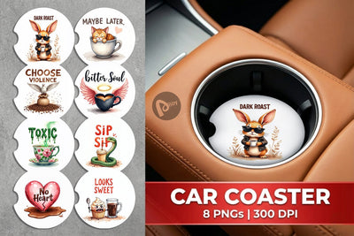 Car Coaster Bitter Coffee Goth Sarcastic Quotes Sublimation artnoy 