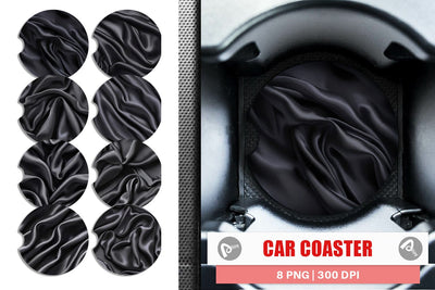 Car Coaster Black Silk Pattern Sublimation artnoy 