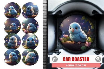 Car Coaster Blue Bird Cute Sublimation artnoy 