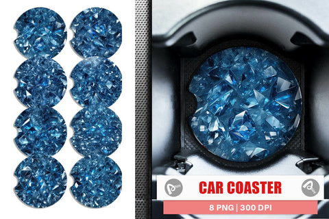 Car Coaster Blue Crystal Sublimation artnoy 
