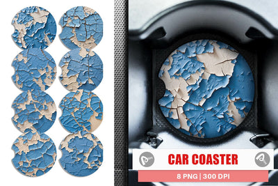 Car Coaster Blue Peel Texture Sublimation artnoy 