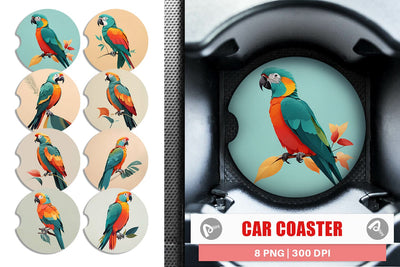 Car Coaster Boho Bird Parrot Sublimation artnoy 