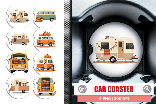 Car Coaster Boho Fall Camper Sublimation artnoy 
