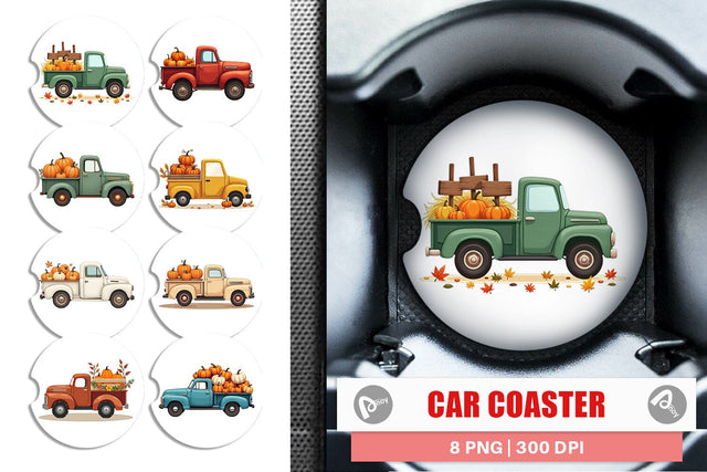 Car Coaster Boho Farm Trucks Sublimation artnoy 