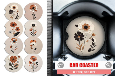 Car Coaster Boho Flower Sublimation artnoy 