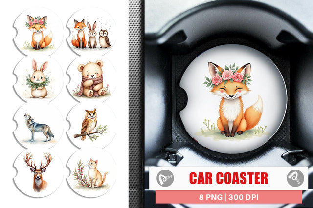 Car Coaster Boho Winter Animals Sublimation artnoy 