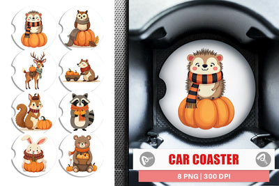 Car Coaster Boho Woodland Animals Sublimation artnoy 