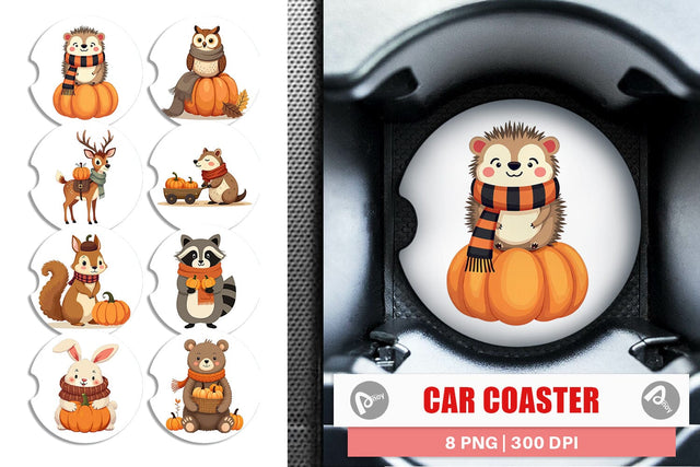 Car Coaster Boho Woodland Animals Sublimation artnoy 