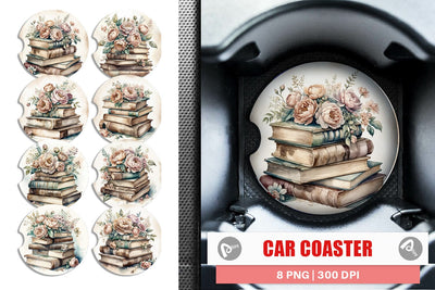 Car Coaster Book Stack Sublimation artnoy 