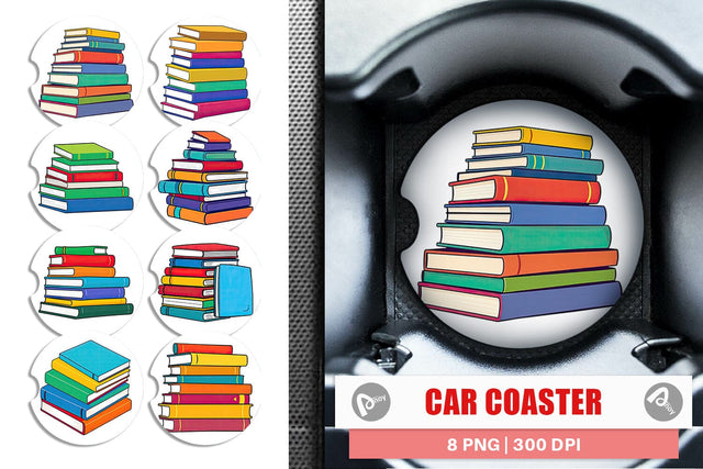 Car Coaster Book Stack Sublimation artnoy 