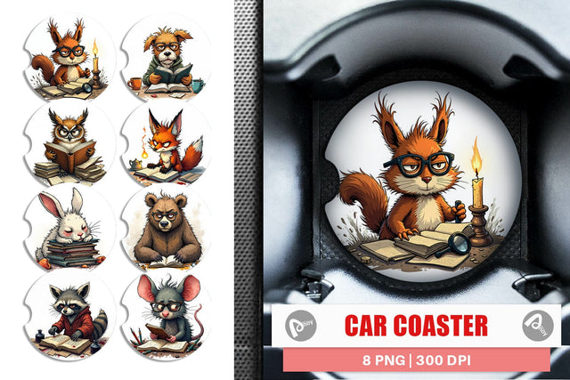 Car Coaster Bookworm Critters Sublimation artnoy 